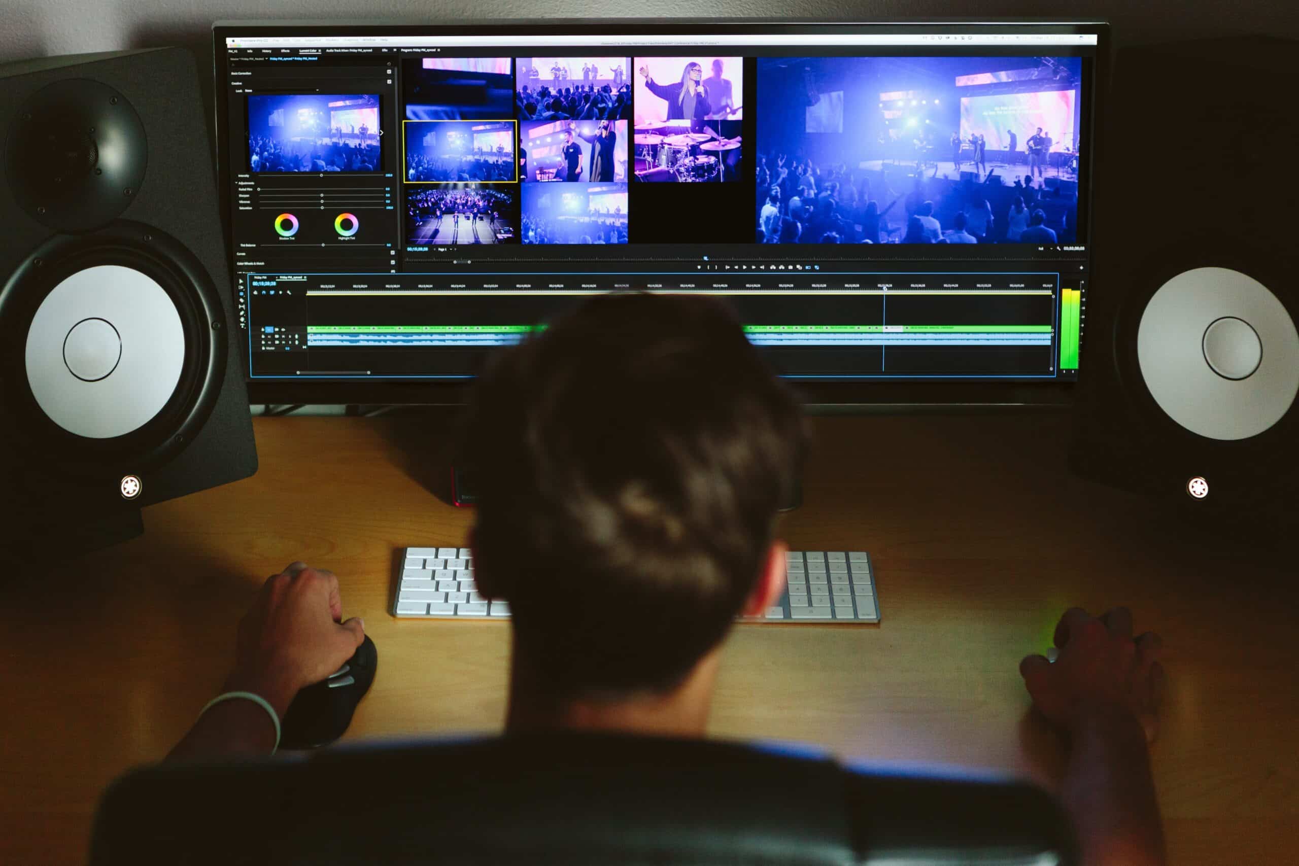 A Concept Films editor uses their expertise to edit and refine a video for a client.